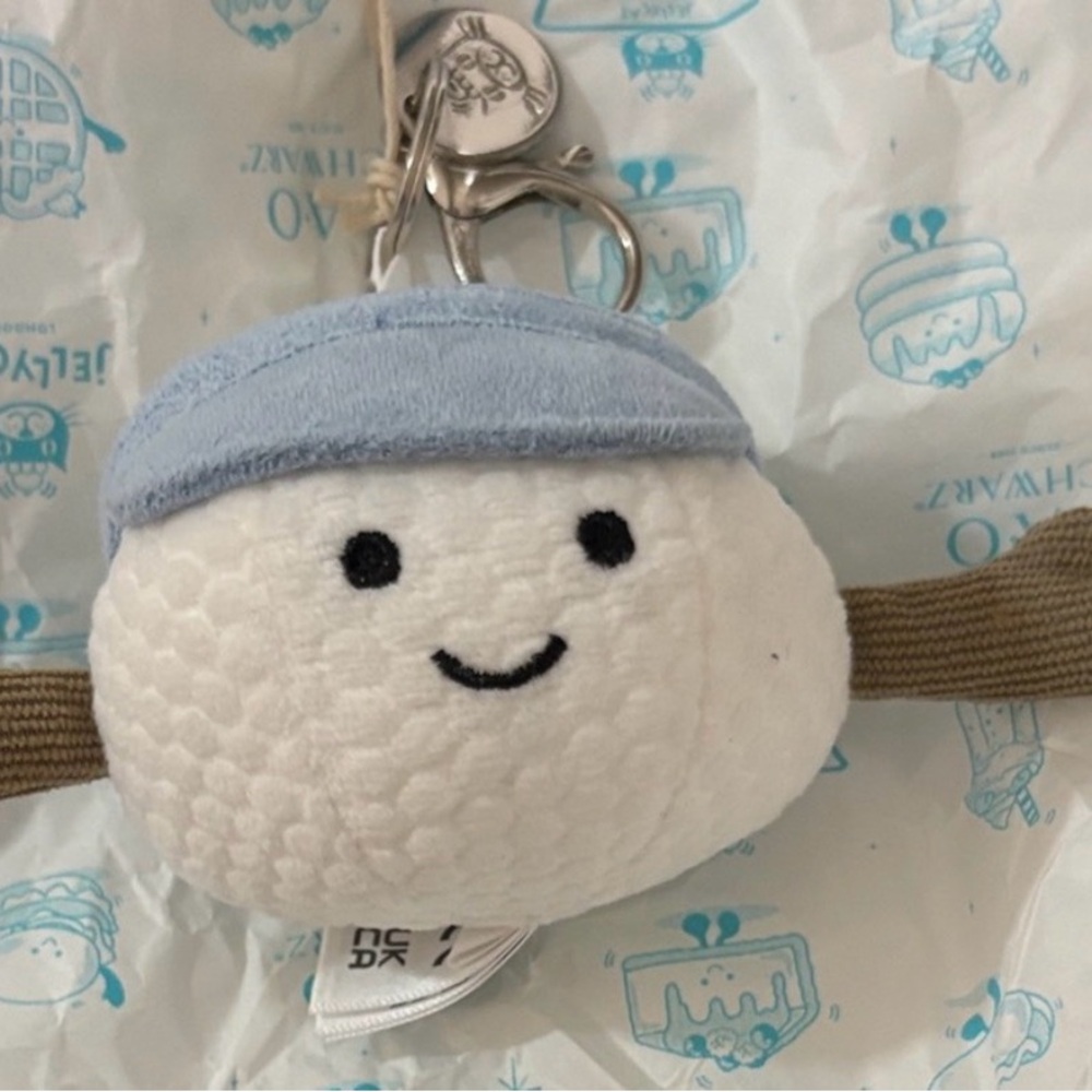 Jellycat White & Light Blue Plush Keychain Charm